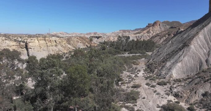 Tabernas Desert wide panorama of solar research complex