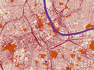 Obraz premium Minimal street plan of Nashville Center, Tennessee