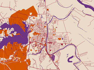 Naklejka premium City layout poster — Natchitoches, Louisiana – warm boho color palette
