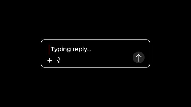 chat typing reply ui animation with blinking cursor for mobile and web chat interface 4k.