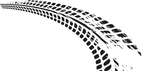 Auto tire tread grunge element. Car and motorcycle tire pattern, wheel tyre tread track. Black tyre print. © ALIJABAH