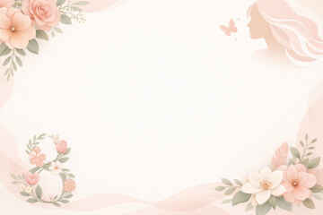 Soft Floral Background With Feminine Silhouette