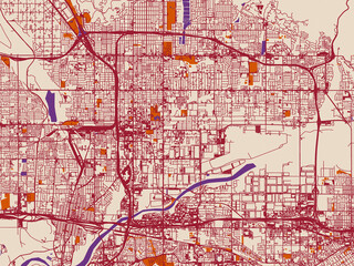Obraz premium Street grid map of San Bernardino, California