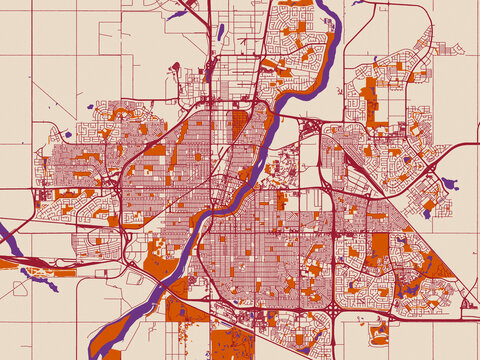 Saskatoon, Saskatchewan &ndash; street map