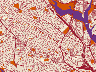 Obraz premium City map of Somerville, Massachusetts – burgundy linework on cream