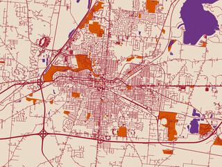 Obraz premium Cartographic city illustration of Springfield, Ohia