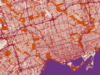 Naklejka premium City cartography of Toronto, Ontario