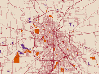 Naklejka premium Road network map of Tyler, Texas