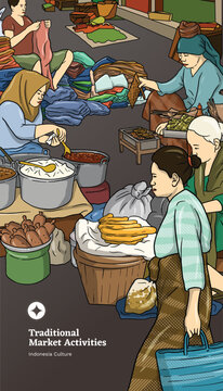 Jenang Sumsum Seller Handdrawn Puppet Illustration