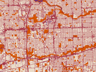 Fototapeta premium Minimal city map of Westland, Michigan with terracotta and violet accents