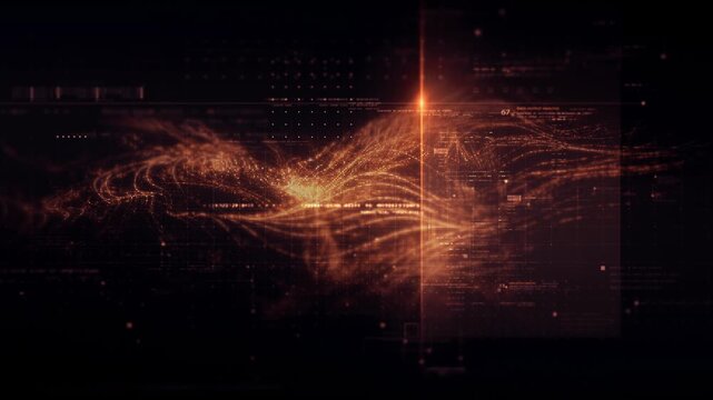 Futuristic screen display matrix, hi-tech digital data telemetry with encrypted numbers, display dynamic background for computer desktop screen display format