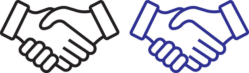 handshake icon. Handshake simple icon set. Business agreement handshake line and flat icon. Handshake icon in heart shape. Shaking hand representing partnership, trust, friendship, teamwork and more