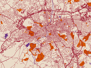 Fototapeta premium Graphic city map artwork of York, Pennsylvania