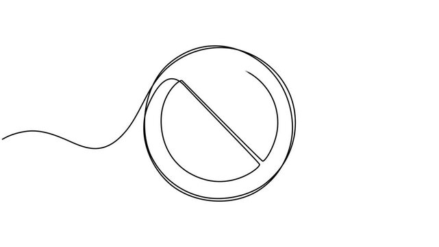 Single one line drawing video stop road sign. Traffic signs Concept. Continuous line draw design graphic vector illustration.