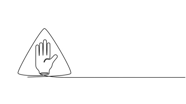 Single one line drawing video stop road sign. Traffic signs Concept. Continuous line draw design graphic vector illustration.