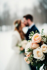 bride and groom holding hands