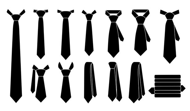 Black necktie silhouette vector set business tie collection