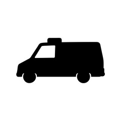 Obraz premium Silhouette of a commercial delivery van or ambulance side view