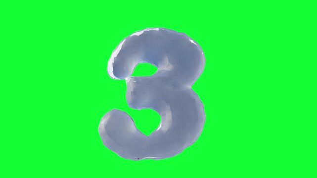 Liquid Number 3 on Green Screen

3D rendering of a breathing fluid number 3 gently pulsing and moving on green screen.
