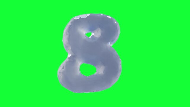 Liquid Number 8 on Green Screen

3D rendering of a breathing fluid number 8 gently pulsing and moving on green screen.
