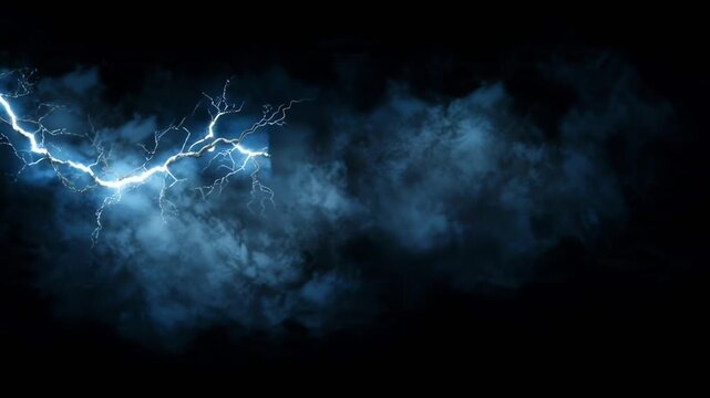 Blue lightning electrical discharge strike effect abstract background