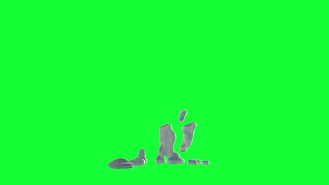 Melting Liquid @ Symbol on Green Screen

3D rendering of a melting fluid @ symbol collapsing downward and dripping toward the floor on green screen.

