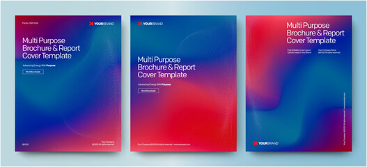 Fototapeta premium Brochure & Report Cover Template Set with Abstract Blue Purple Hues & Modern Creative Vector Texture