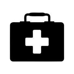Fototapeta premium Black silhouette of first aid kit with a white cross emblem