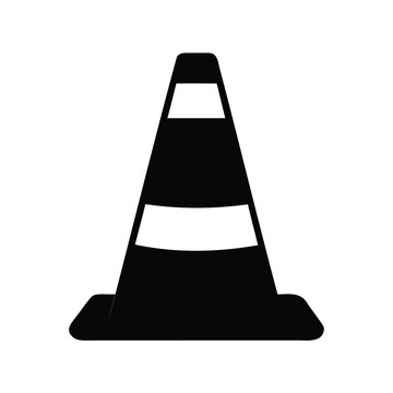 Black and white traffic cone icon for construction or safety purposes