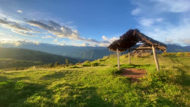 Landscape around the archaeological site of Moray, 
Maras, Cusco, Peru