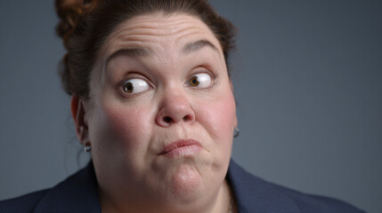 Fototapeta premium Portrait of funny overweight businesswoman.