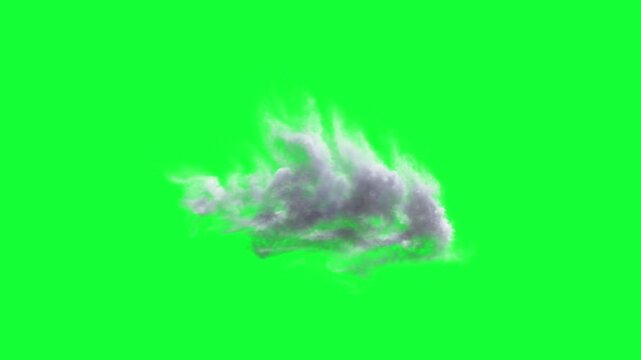 Volumetric cloud on green screen alpha

Soft volumetric white smoke cloud animation isolated for compositing with al[ha channel professional VFX usage
