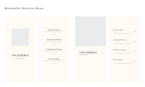 Minimalist Luxury Spa and Fine Dining Menu Rack Card Template