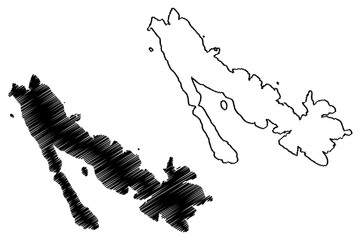 Obraz premium Molat island (Republic of Croatia, Adriatic Sea) map vector illustration, scribble sketch Molat map