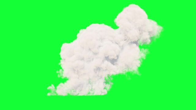 Volumetric cloud on green screen alpha

Soft volumetric white smoke cloud animation isolated for compositing with al[ha channel professional VFX usage
