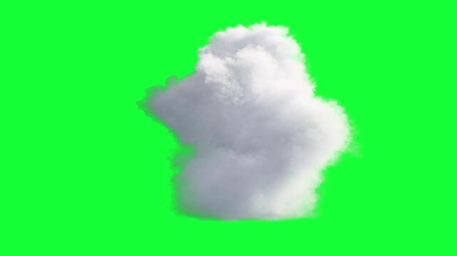 Volumetric cloud on green screen alpha

Soft volumetric white smoke cloud animation isolated for compositing with al[ha channel professional VFX usage

