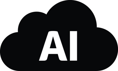 A black cloud shape prominently displays the white letters ai representing artificial intelligence