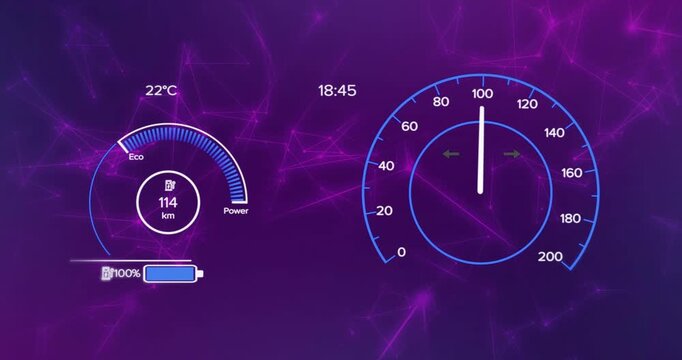 Charge starting, cluster showing battery rising to 100 then falling, speed needle swinging demo