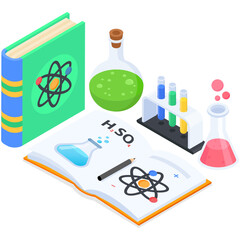 Isometric Chemistry Lab and Science Education Illustration