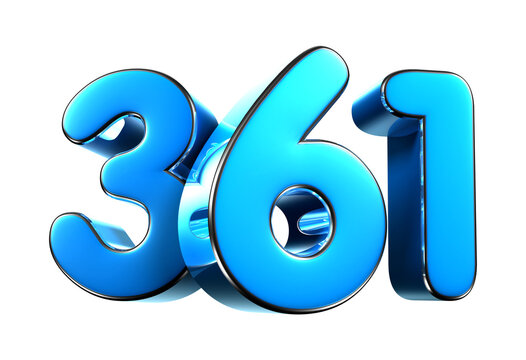 Blue number 361 3d illustration sign. Advertising signs. Product design. Product sales