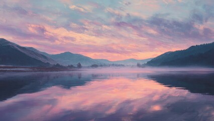 Pastel Sunrise Over a Calm Lake