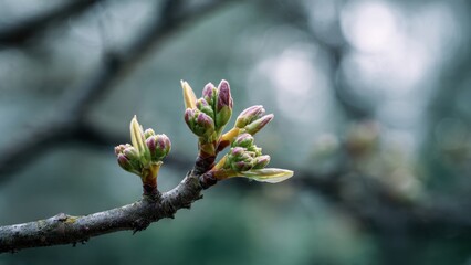 Spring blossom branch with buds