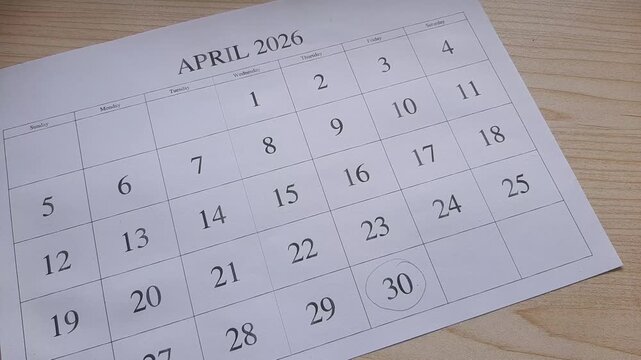 marking 30 April date on the calendar