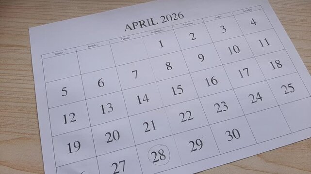 marking 28 April date on the calendar