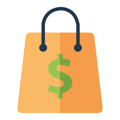 Shopping Bag with Dollar Sign: A vibrant and modern illustration showcases a shopping bag, prominently displaying a dollar sign, symbolizing commerce, retail, and financial transactions. 