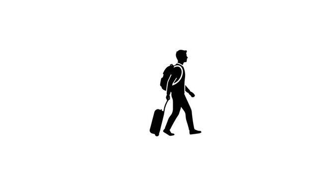 Person Traveling with Suitcase Silhouette
