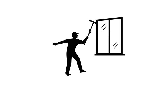 Person Cleaning Glass Window Silhouette