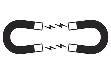Magnetic Attraction Force Illustration with Two Horseshoe Magnets and Electric Sparks