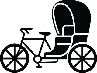Silhouette Rickshaw Traditional Transport Icon Vector