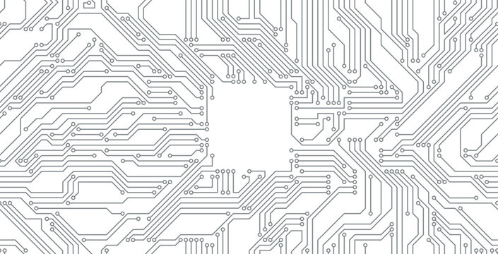 Abstract vector illustration of a seamless computer motherboard technology design.